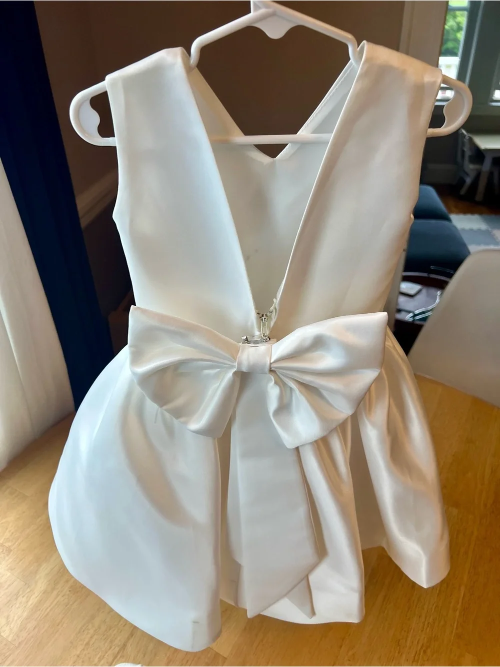 Ivory V-Neck Flower Girl or Baptism Dress